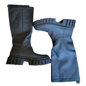 Veronia Black Tall Shaft Combat Boots Woman's Size 10 JJ3001